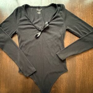 American Eagle Outfitters Ribbed Knit Black  Bodysuit size M
